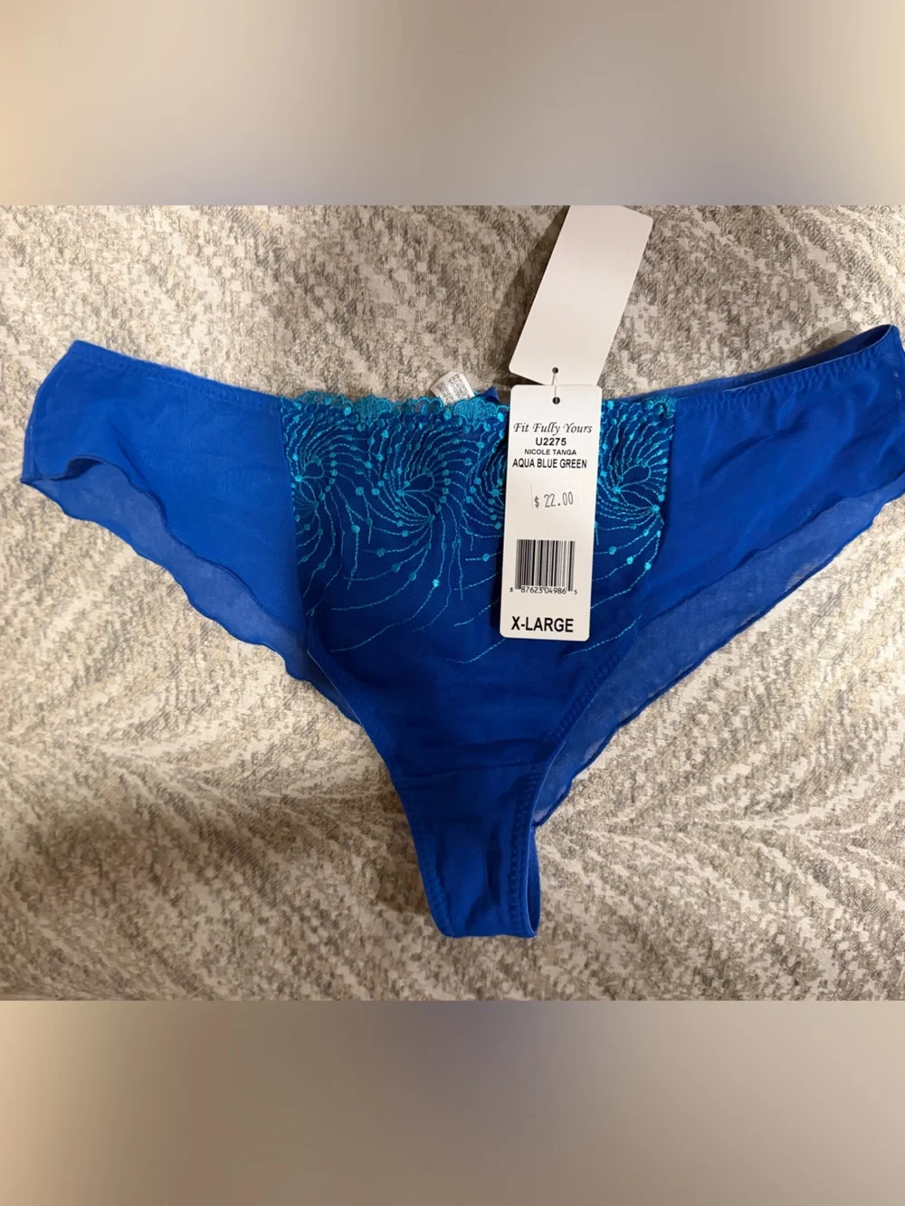 Blue and Aqua Embroidered Women’s bra and pants Set - XL